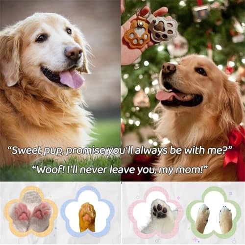 3Pcs Paw Print Pet Hair Memorial Keychain Keepsake