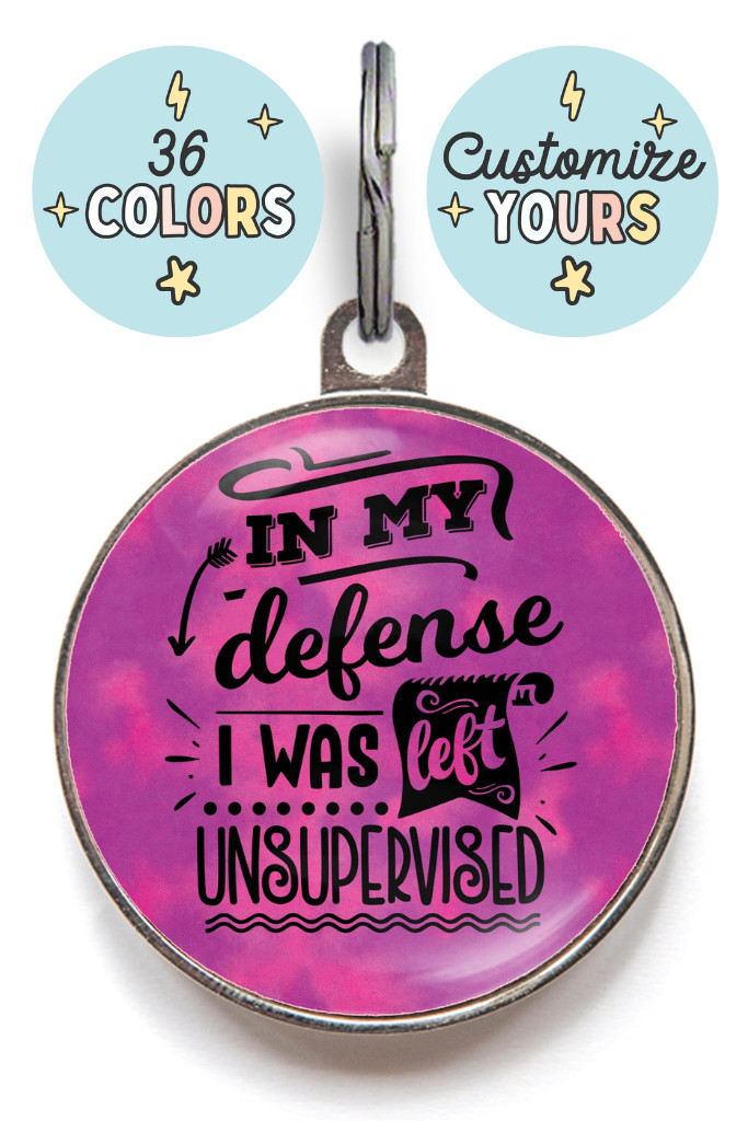Funny Dog Tag – Premium Custom Pet ID – Naughty Dog Themed – 36 Colors Available