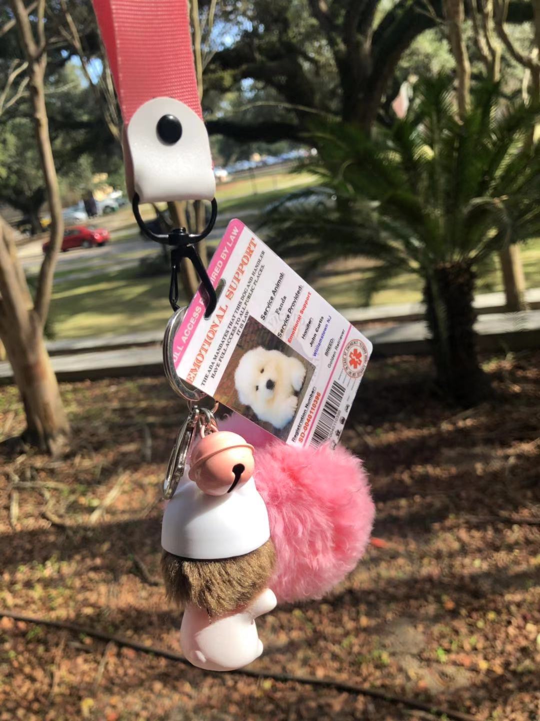 Pink EmotionalSupport Dog Card ID Assistance Animal Badge ADA ESA With Barcode
