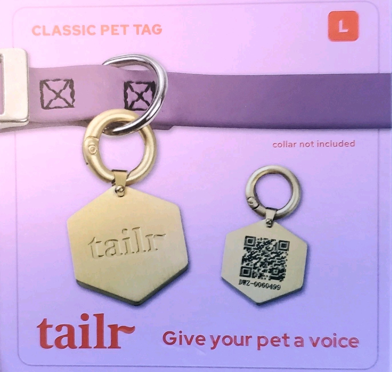 NIB – Tailr CLASSIC PET TAG – GOLD- SIZE: LARGE – APPLE/ANDROID COMPATIBLE