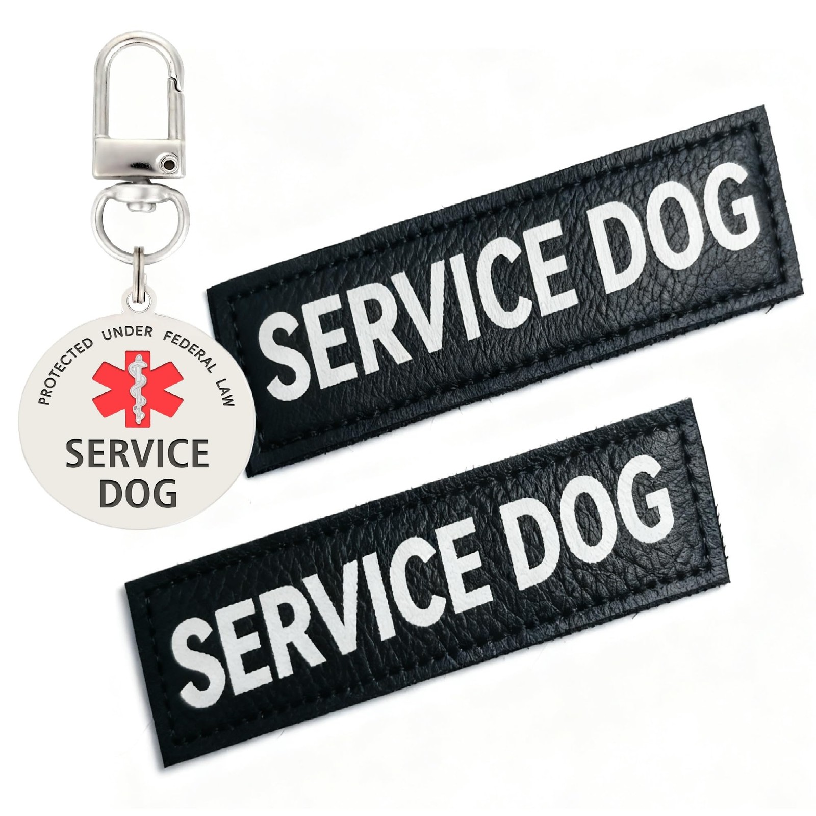 Service Dog Patches Medium 1.18×4.33 Inch ID Tag Attach to Collar Vest 2 PCS