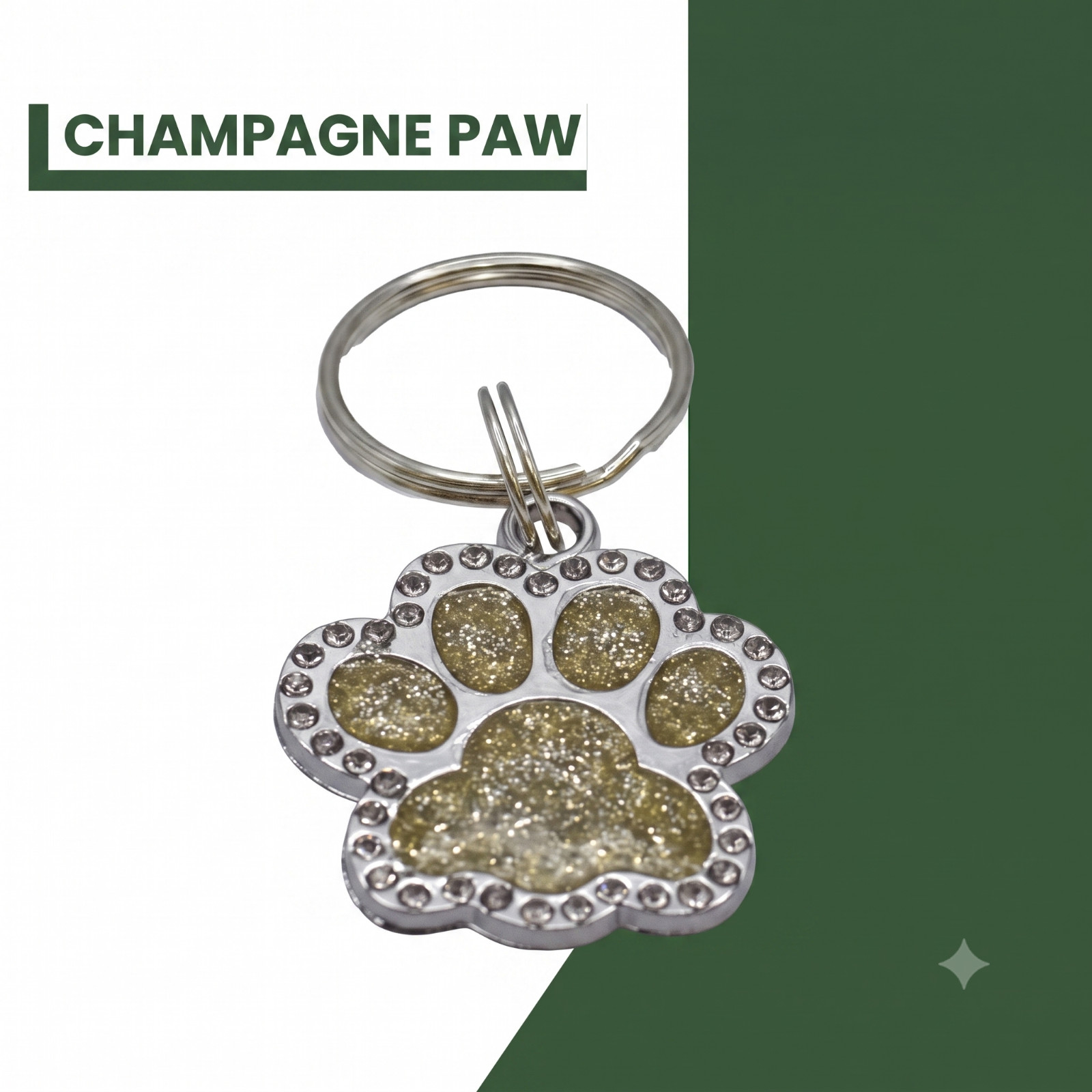 Bling Rhinestone Paw Pet ID Tag Glitter Crystal Custom Deep Engraved Dog Cat