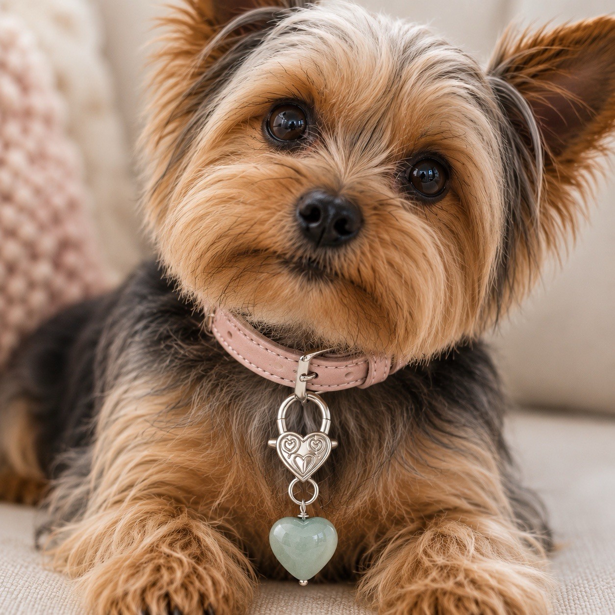 Green Aventurine💚 Crystal Pet Collar Charm Healing for Pets Dog Cat Heart
