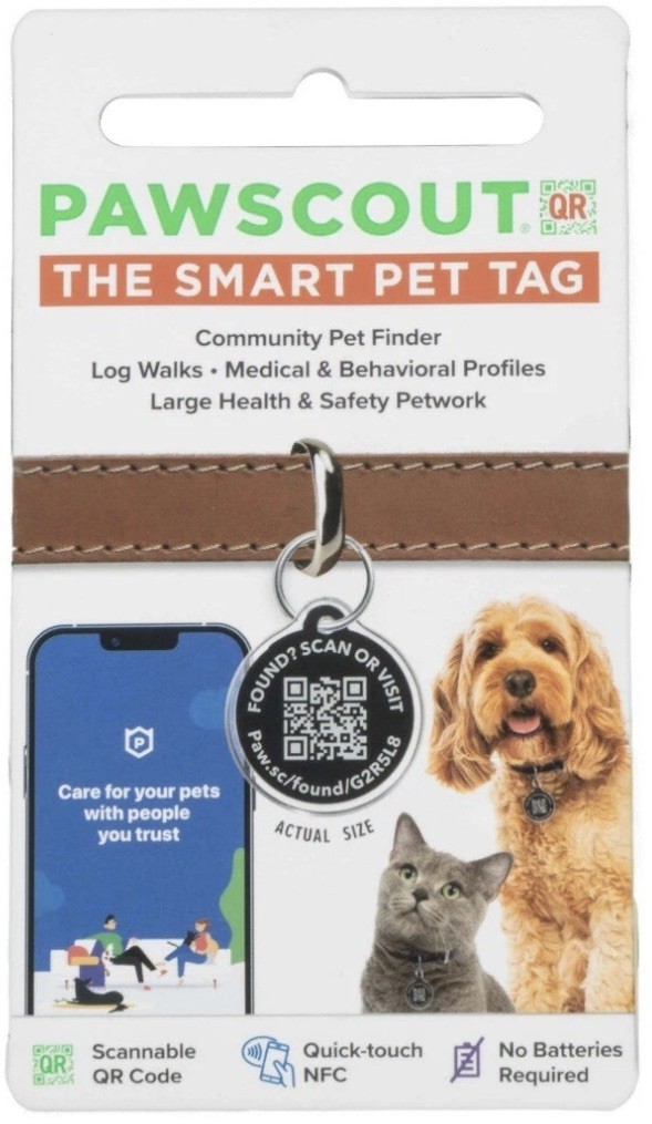 PawscoutQR The Smart Pet Tag Finder for Dogs & Cats Connects To Your Phone