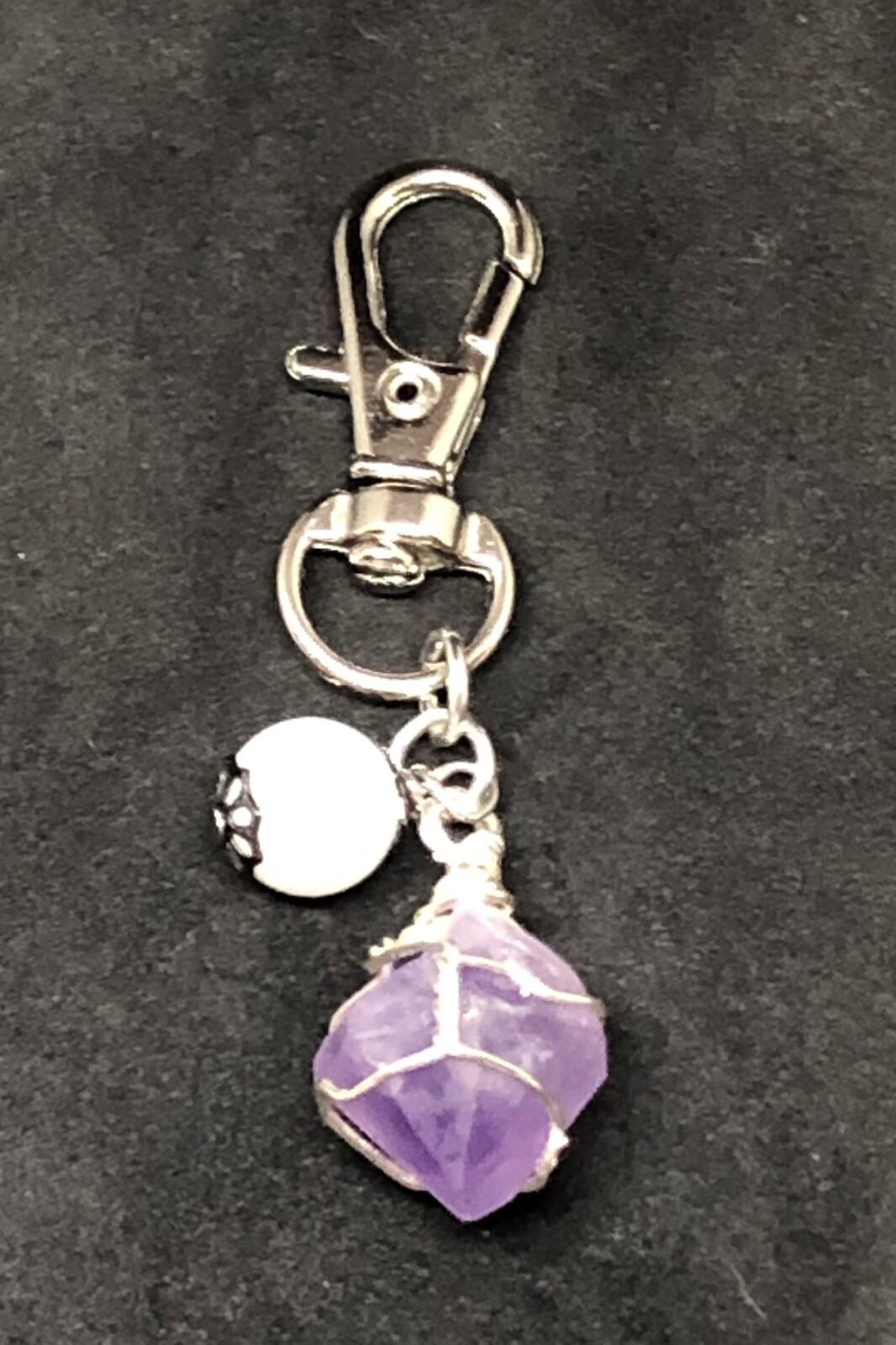 Amethyst & Moonstone Pet Charm, Healing Gemstone Charm, Crystal Collar Charm