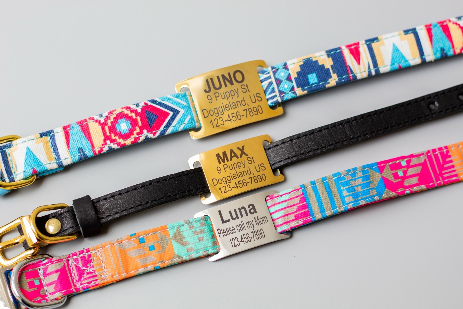 Personalized Slide on dog Engraved martingale gold Dog id Tags Custom