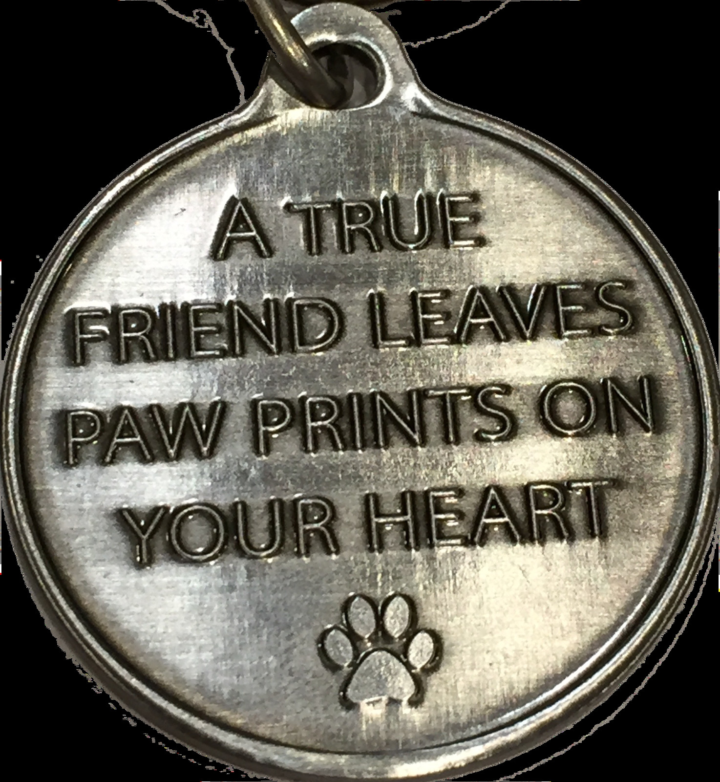 Dog Mom Paw Print Heart – A True Friend Dog Pet Key Chain Tag Keychain Pewter