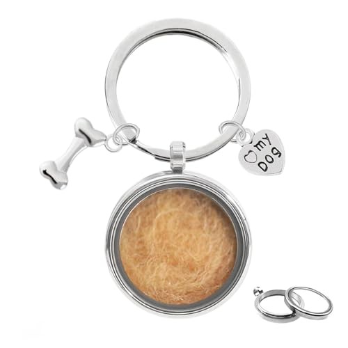 Dog Hair Keepsake Locket Keychain Memorial Stainless Steel