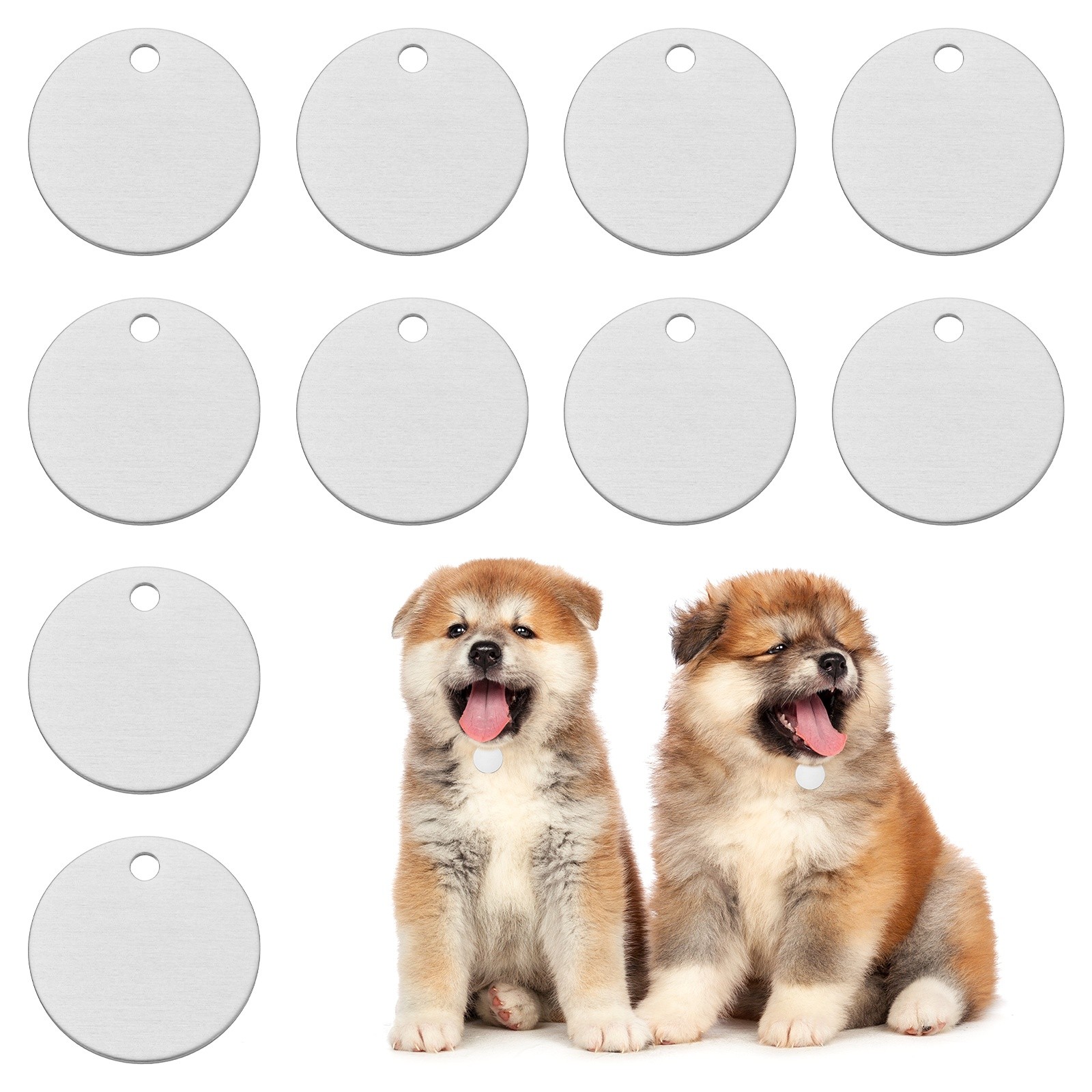 10pcs Dog Pet Tags 25mm Round Aluminum Engraving Blanks Tags Silver