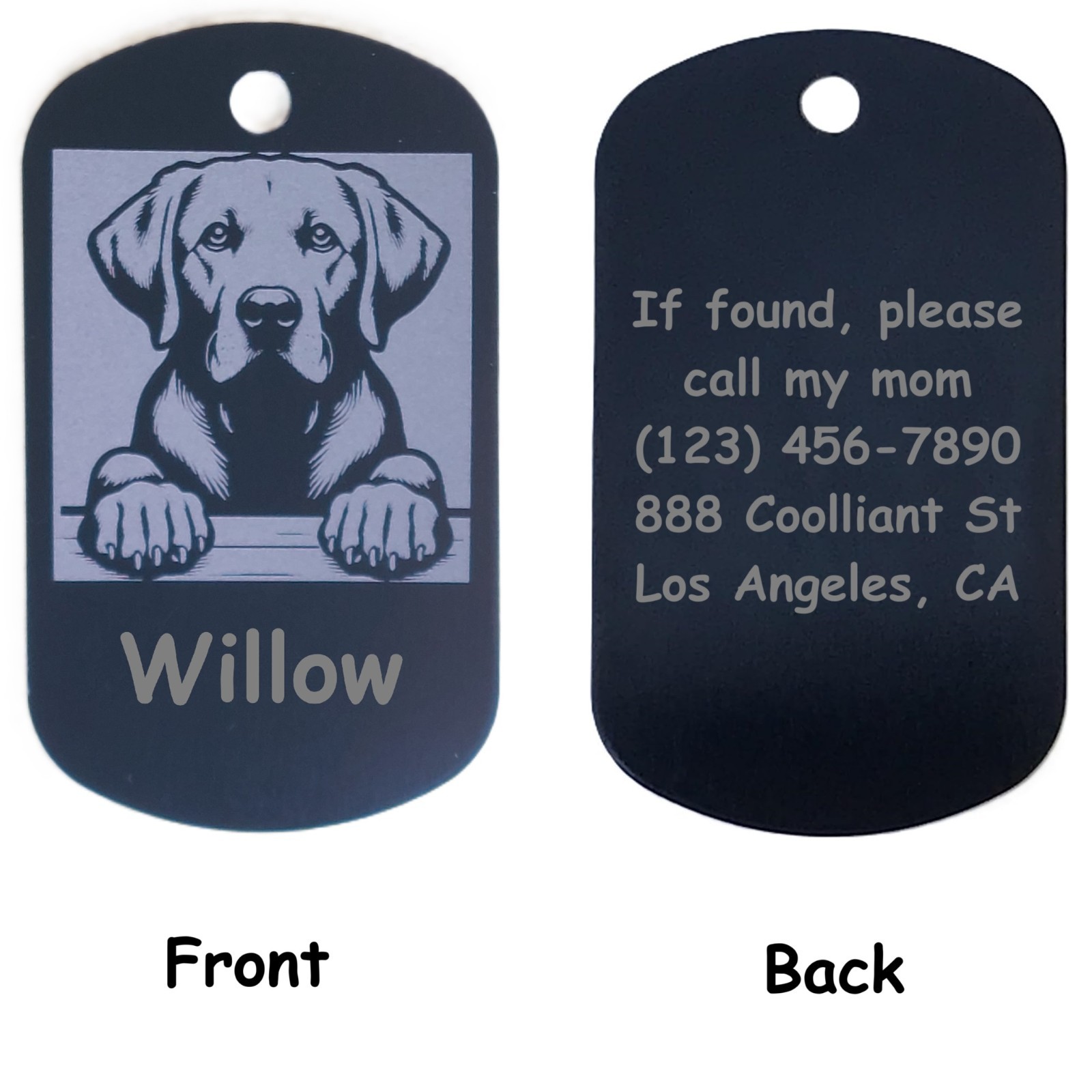 Military Style Personalized Labrador Retriever Dog ID/Name Tag for Pet Collar