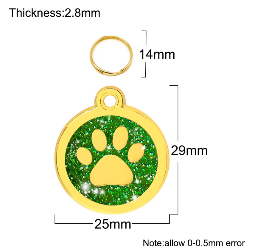 Golden Round Paws PET ID Tag Engraved Custom CAT DOG Collar Tag | Best Quality
