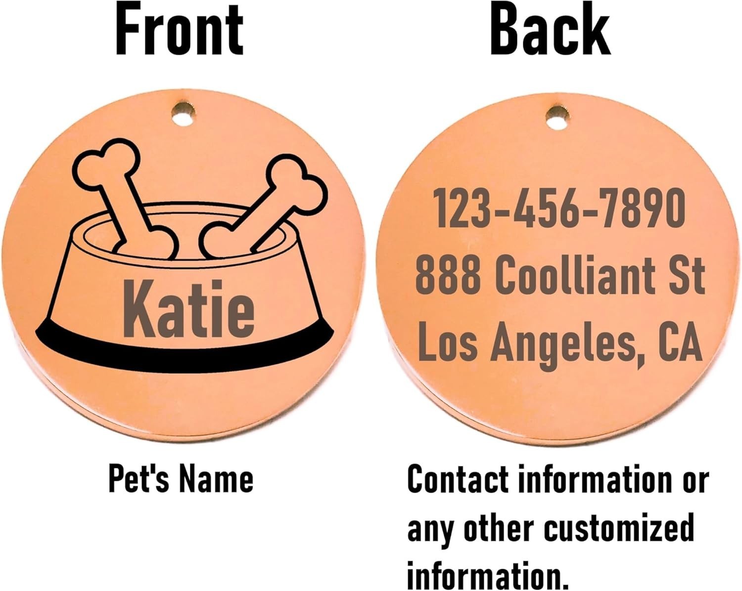 Personalized Bone in Food Bowl Dog ID Tags – Laser Engraved Pet Collar Name Tag