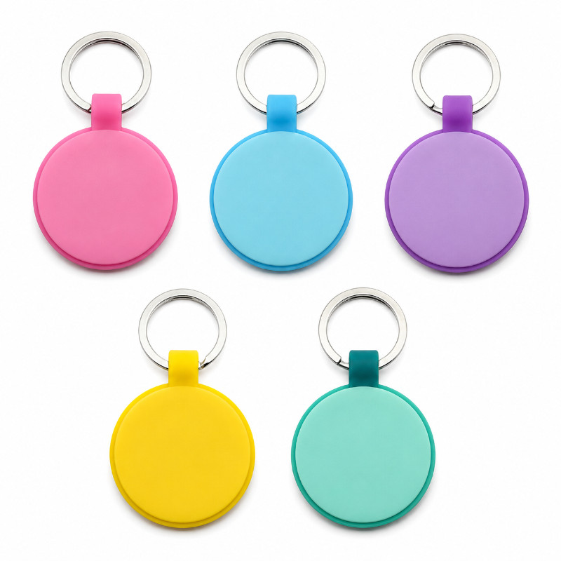 Personalized Round Silicone Pet Tag Engraved Dog Tag Cat Tag Silent Name Tag
