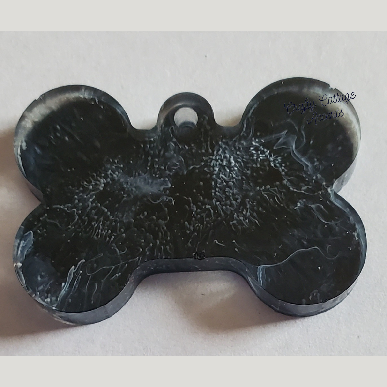Resin Pet Tag Collar Charm Black & White Bone Dog Cat ID Backpack Keychain Gift