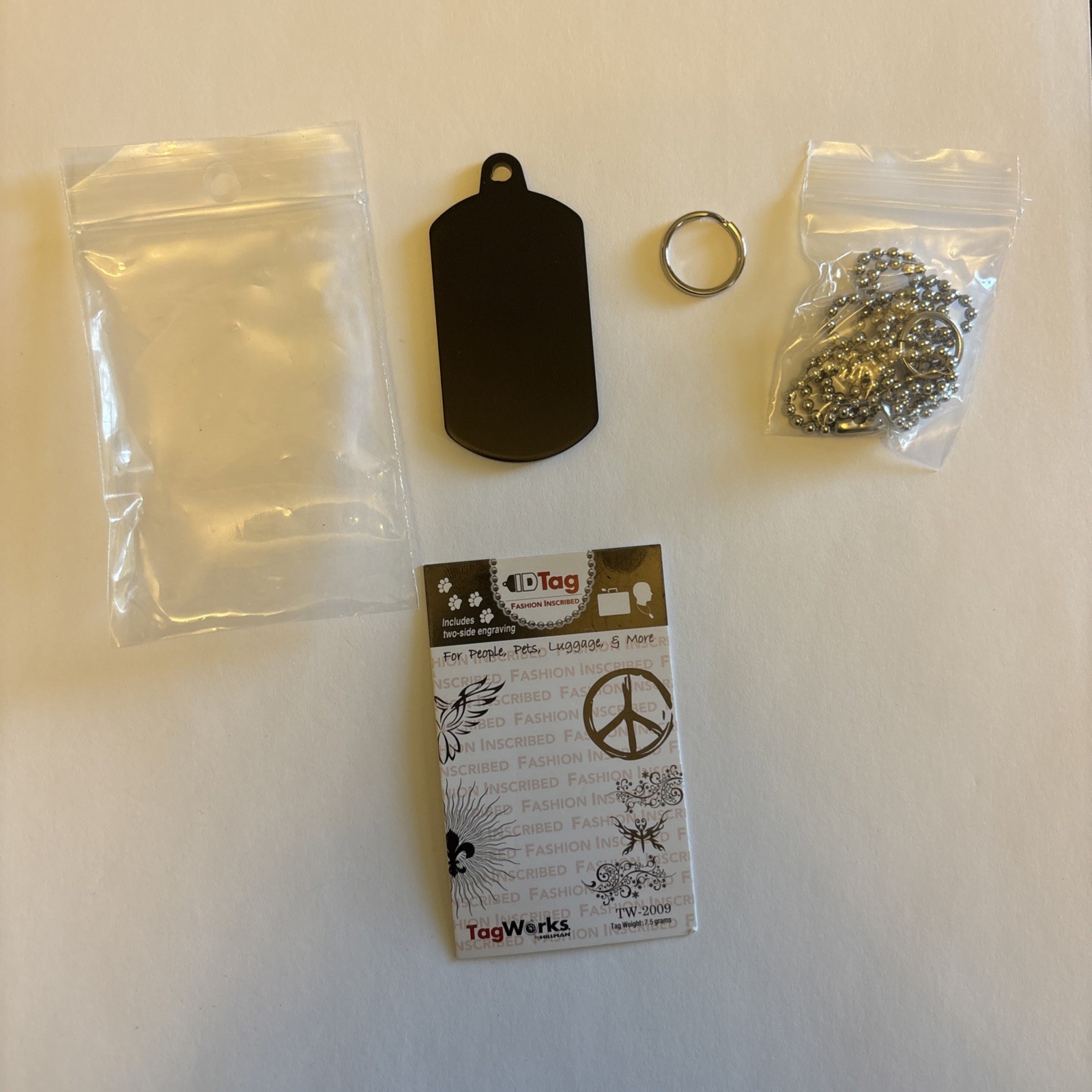 MILITARY STYLE DOG TAGS ID PET TAGS DIAMOND ENGRAVED w/ CHAIN , SILENCER COMBO