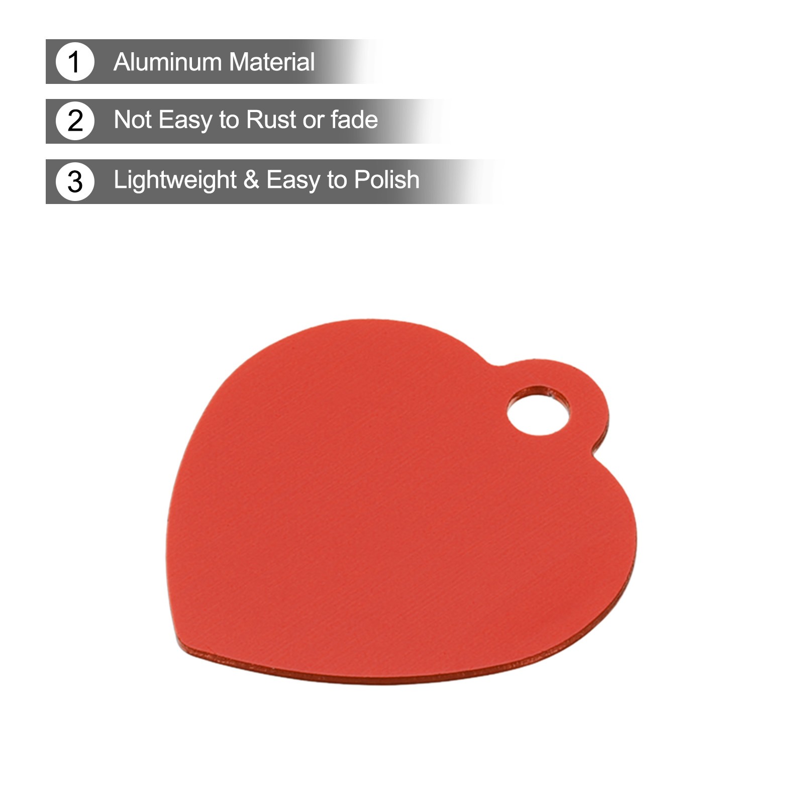 Pet ID Tags, Engraving Tags, Heart-Shape Dog ID Tag, Red Blank Tags, 20pcs