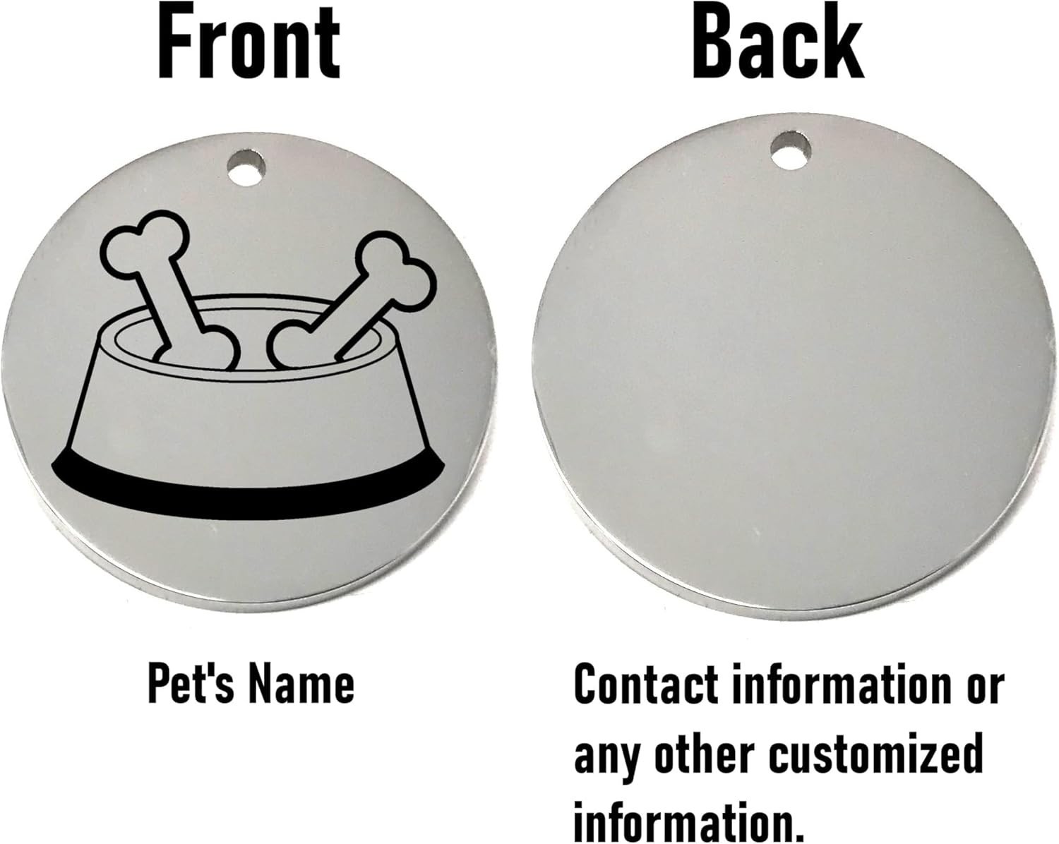 Personalized Bone in Food Bowl Dog ID Tags – Laser Engraved Pet Collar Name Tag