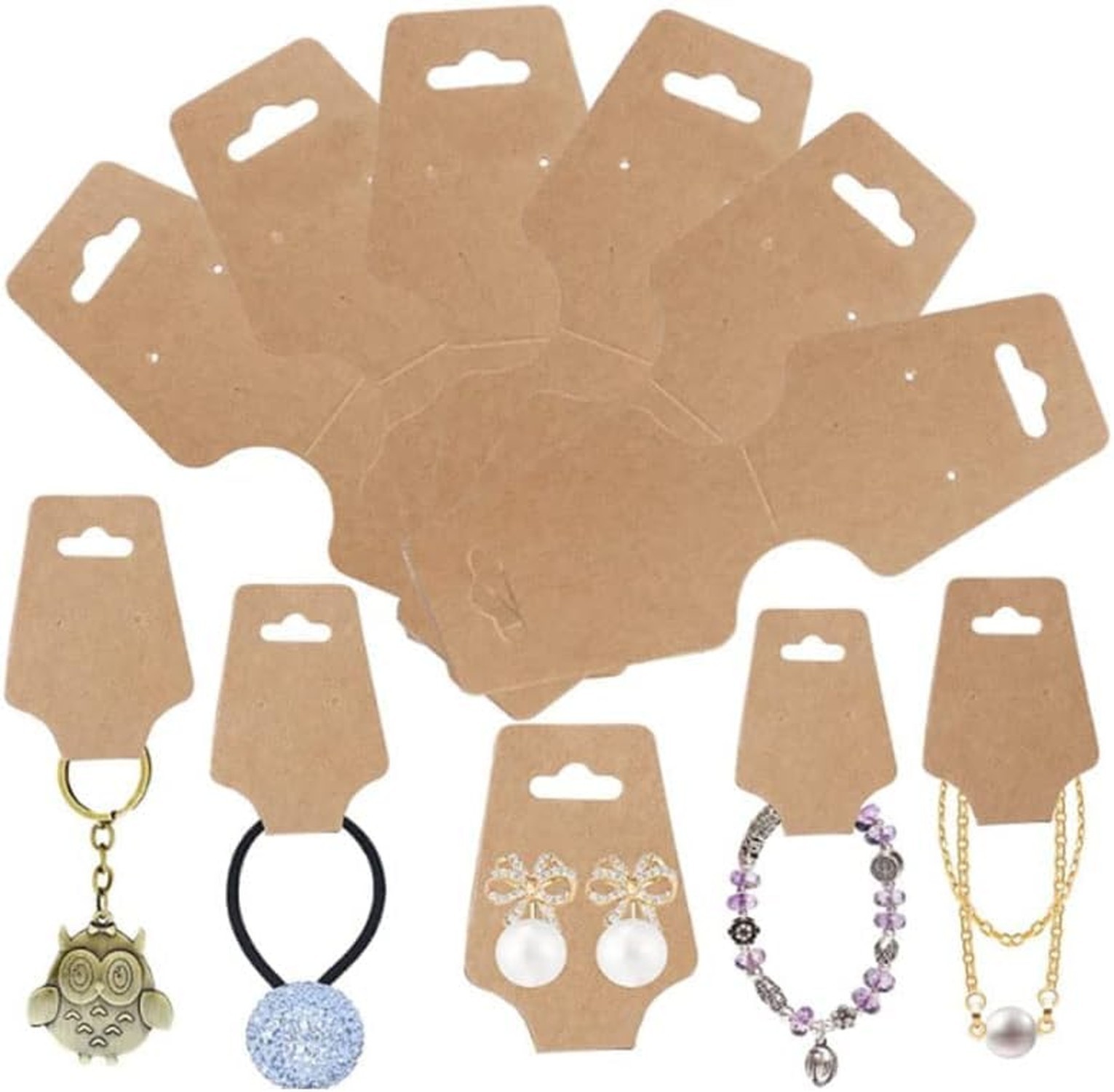 Jewelry Display Cards 200 Pcs Self Adhesive Kraft Paper Cards, Necklace Brace…