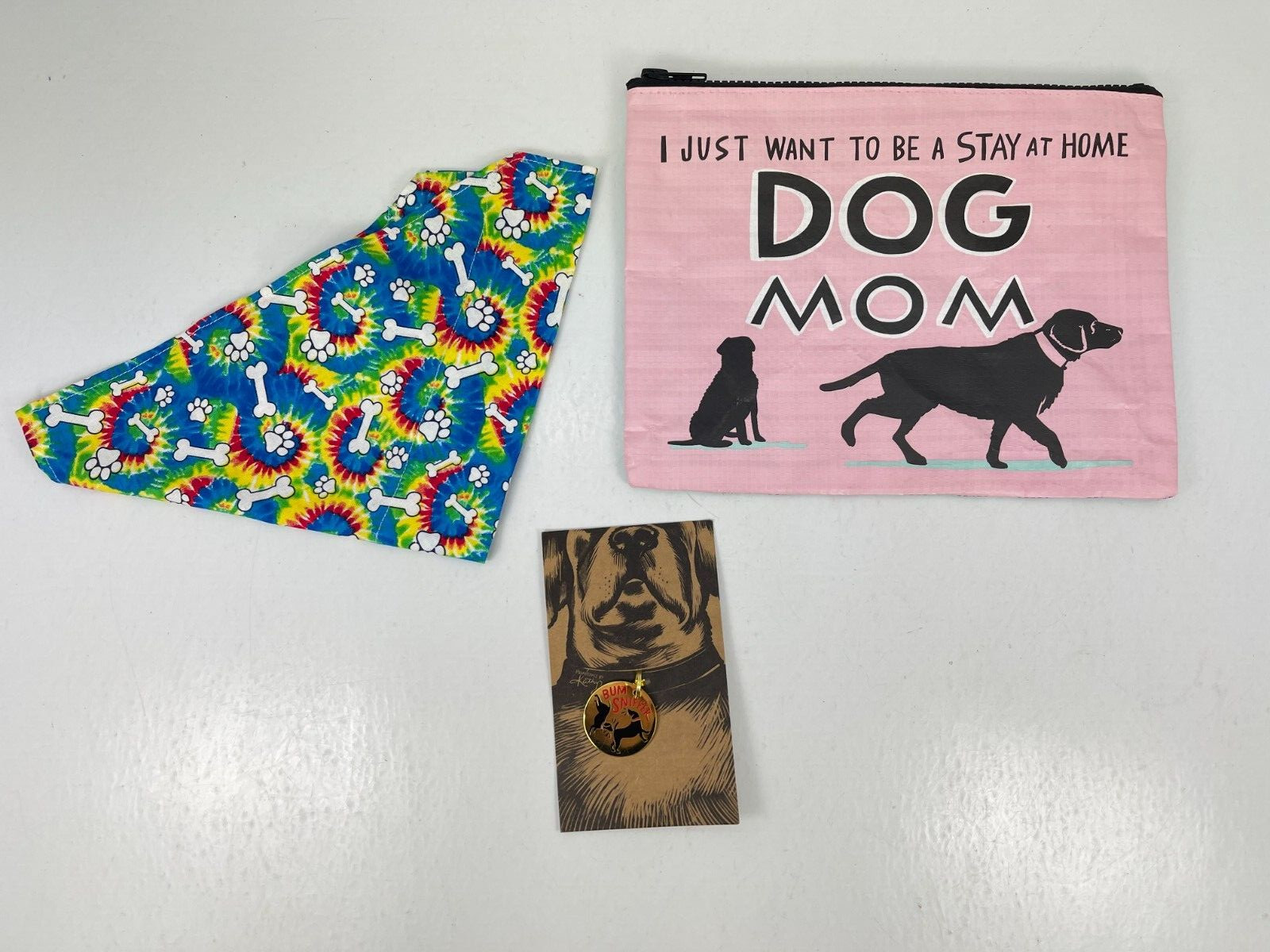 Small Dog Lover Gift Pack 3pc Tie Die Bandana Bum Sniffer Pet Charm Dog Mom Bag