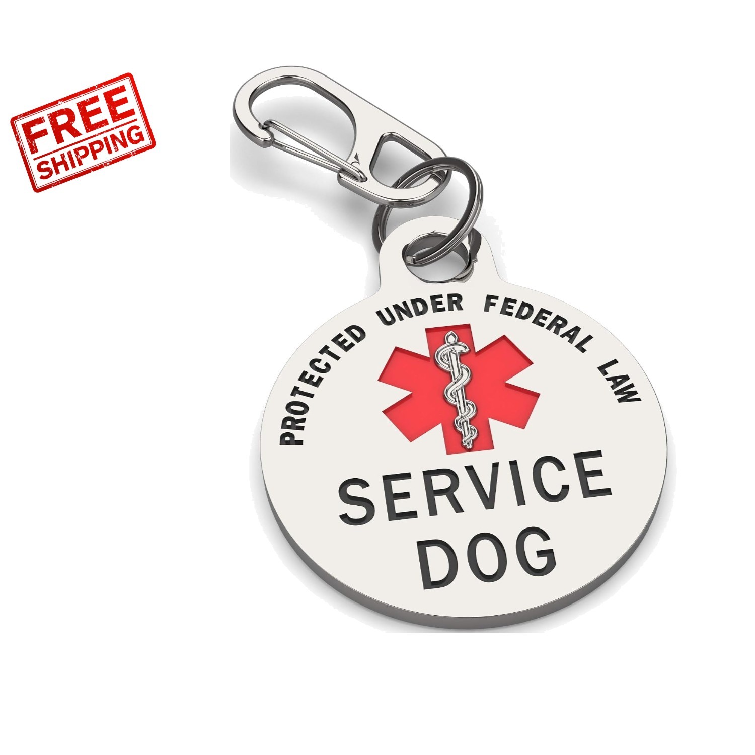 Double-Sided Service Dog Tag with Medical Alert & Federal Protection – 1.25 Inch