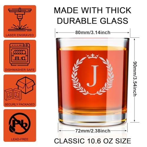 Fathers Day Gift for Dad Husband Grandpa, Personalized Whiskey Glasses Gifts J