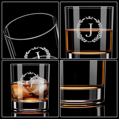 Fathers Day Gift for Dad Husband Grandpa, Personalized Whiskey Glasses Gifts J