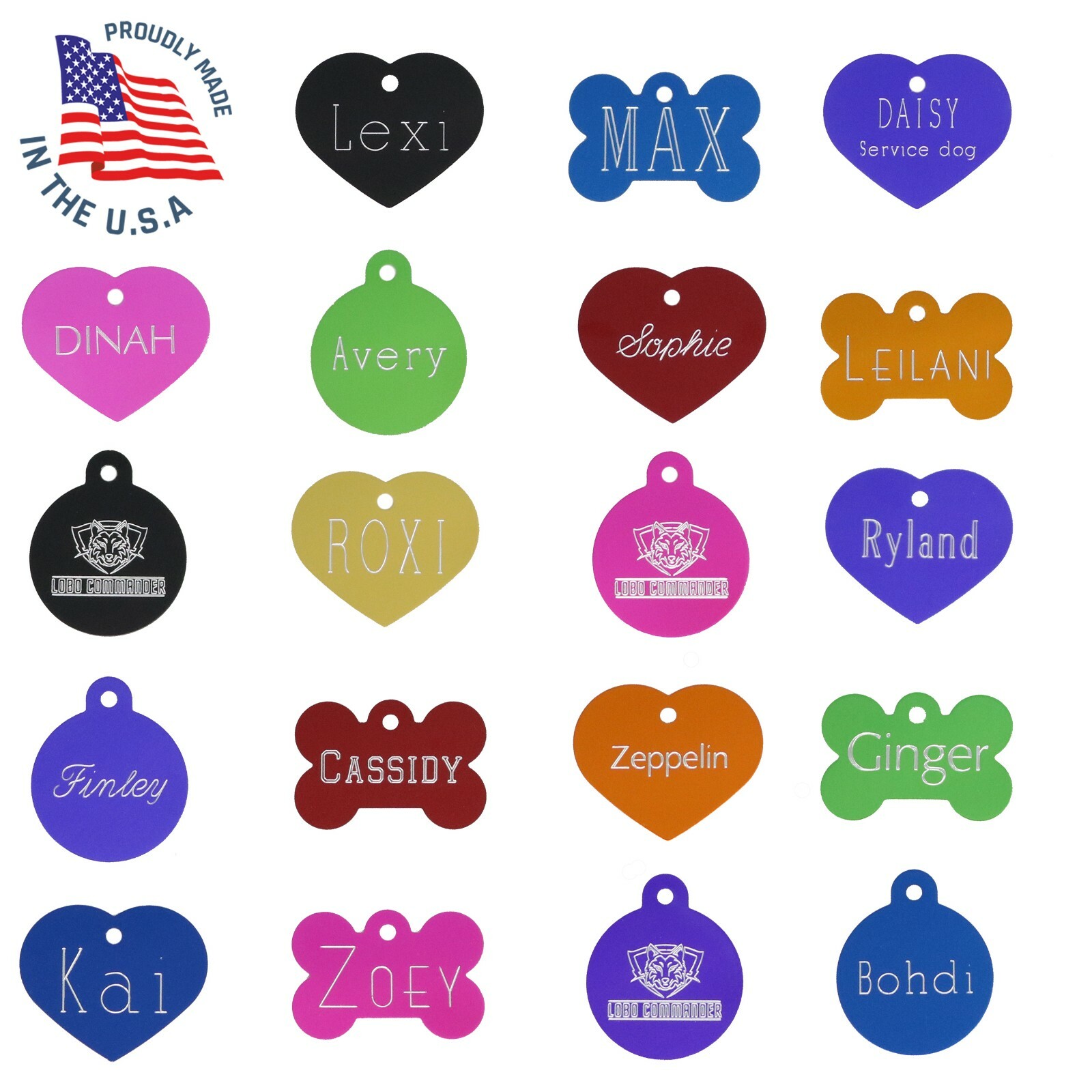 LARGE Pet ID Tag With Silencer Custom Engraved Up to 4 Lines Per Side, Dog, Cat