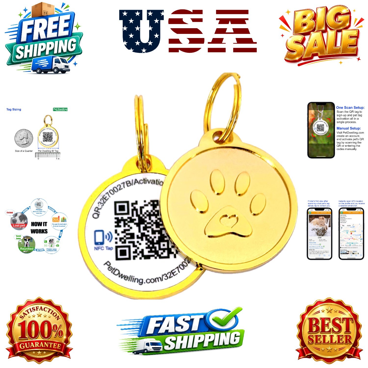 NFC & QR Code Smart ID Tag for Dogs – Easy Scanning, Instant Profile Access, …