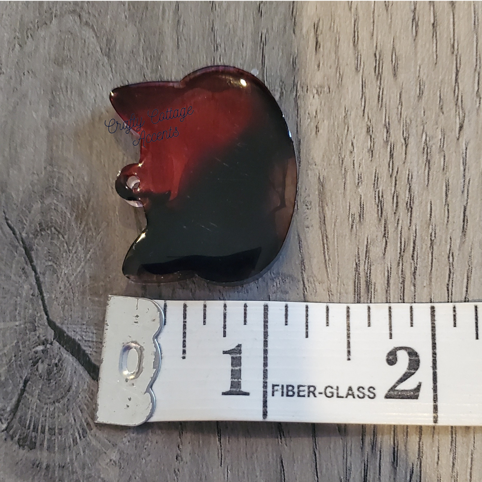 Resin Cat Pet Tag – Red & Brown Handmade Collar Charm Accessory for Cats & Pets