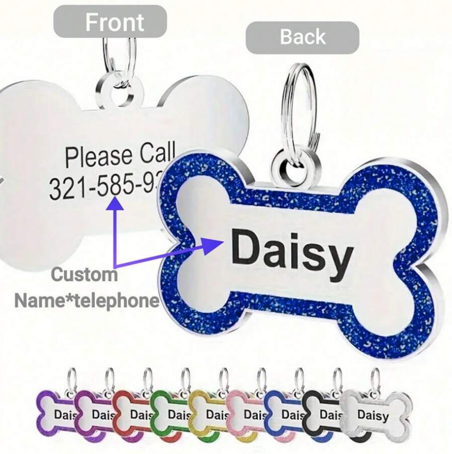 Bone Shape Custom Dog Tags Engraved Pendant Puppy Pet ID Tags Personalized Name