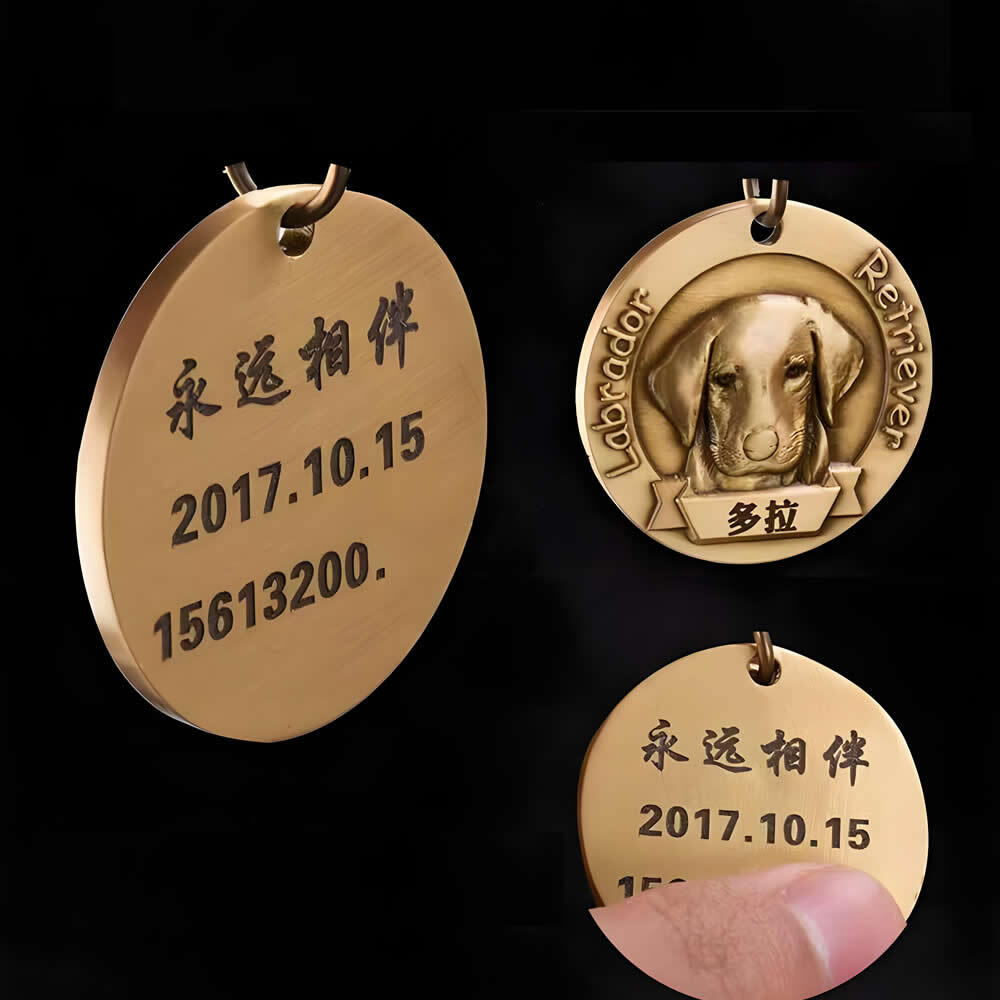 Custom Brass Dog Tag – Engraved Pet ID, Memorial Gift – Durable Personalized