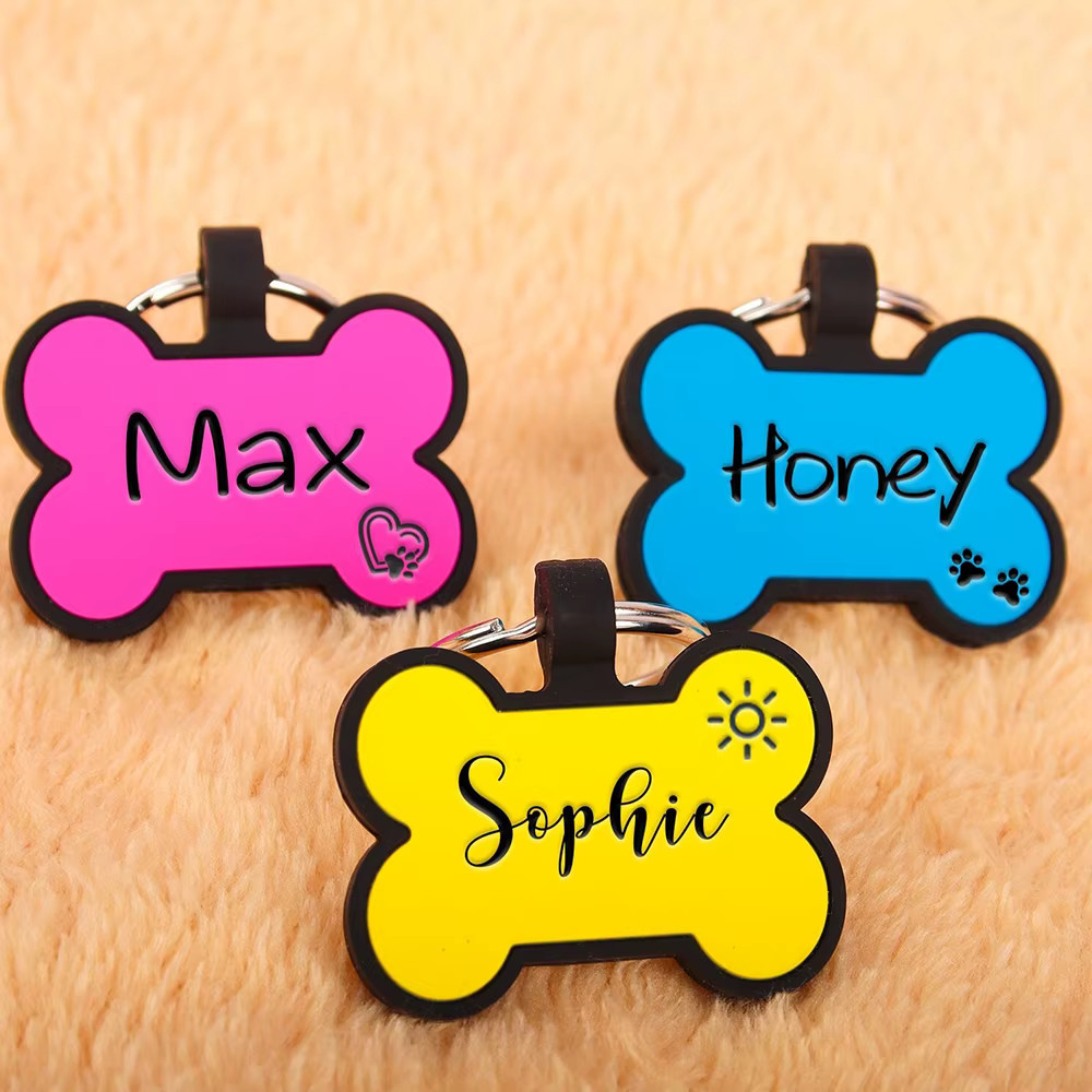 Personalized Bone Silicone Dog Tag Engraved Custom Pet Tags Pet ID Card for Dog