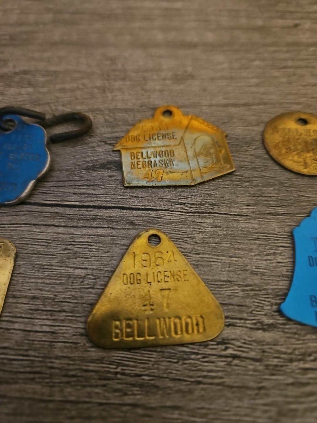Assorted Nebraska Vintage Dog License and Rabies Tags Lot Of 6 1943-1993