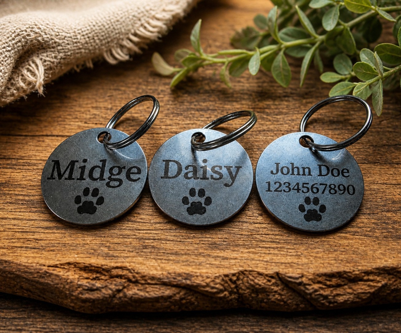 Double Sided Laser Etched Stainless Steel Pet ID Tag for Dog & Cat Tag 1″ Round