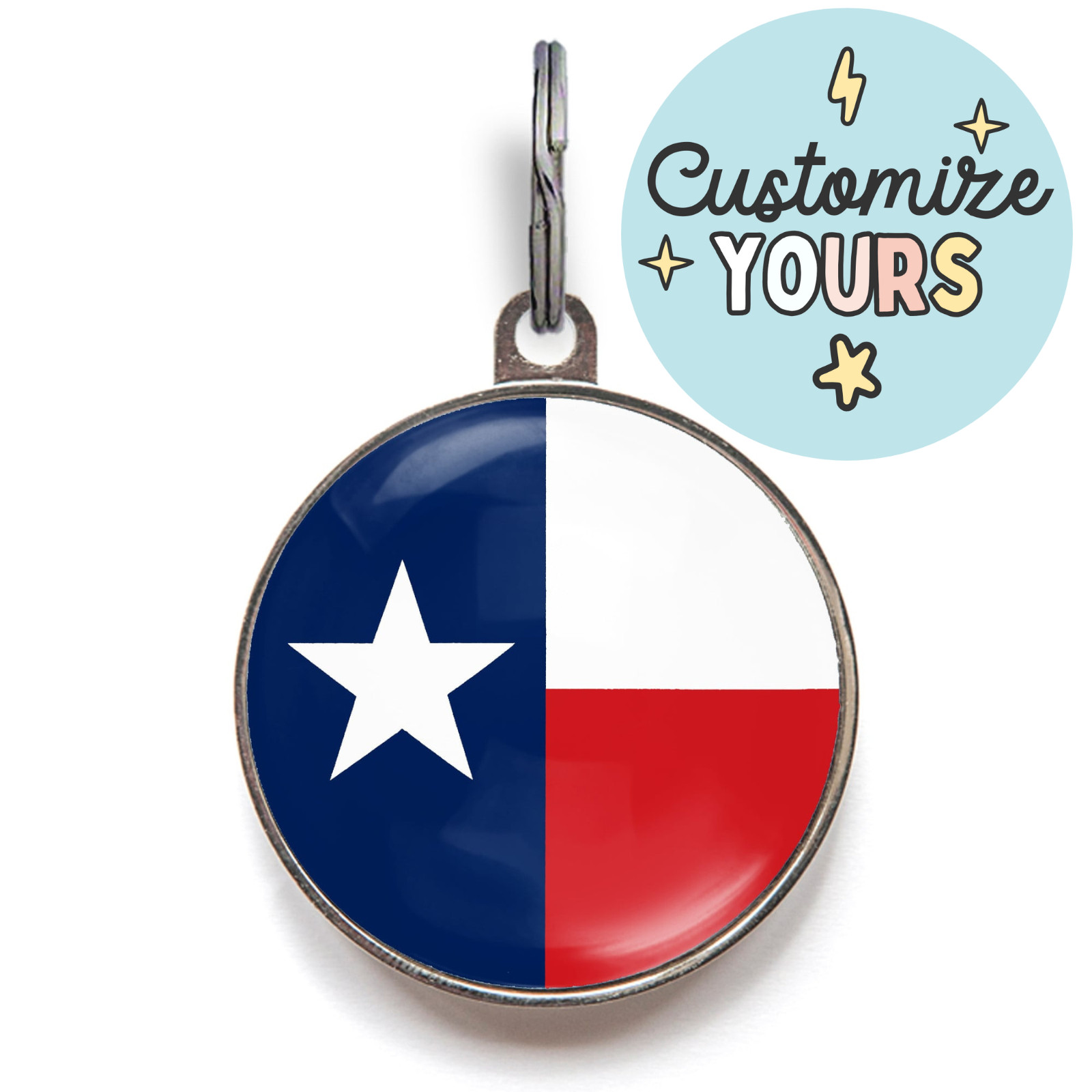 Custom Texas Flag Dog Tag – Lone Star State Pet ID Name Tag – Waterproof