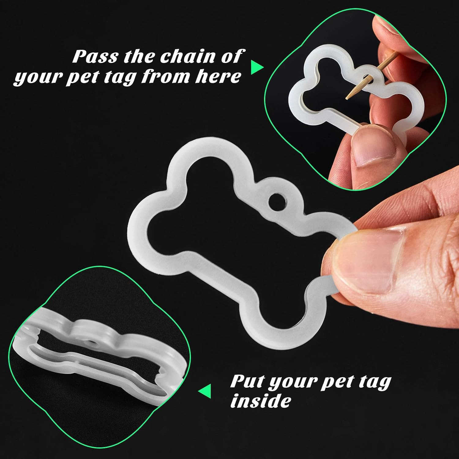 12 Pieces Silicone Dog Tags Silencer Dog Pet Name Tag Glow in the Dark Silencer