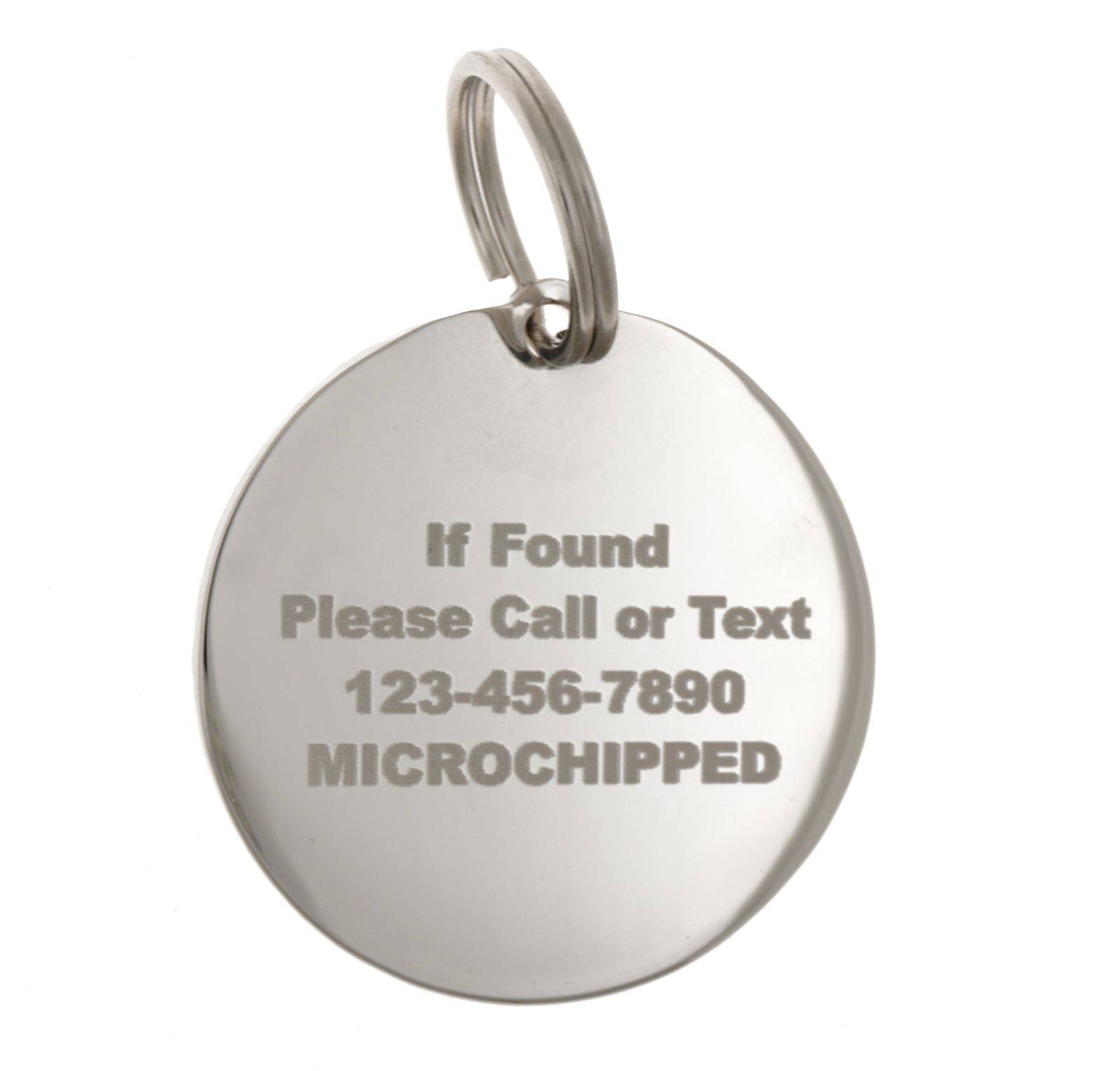 Custom Engraved Personalized Round Stainless Steel Rhinestones Pet Dog ID Tag