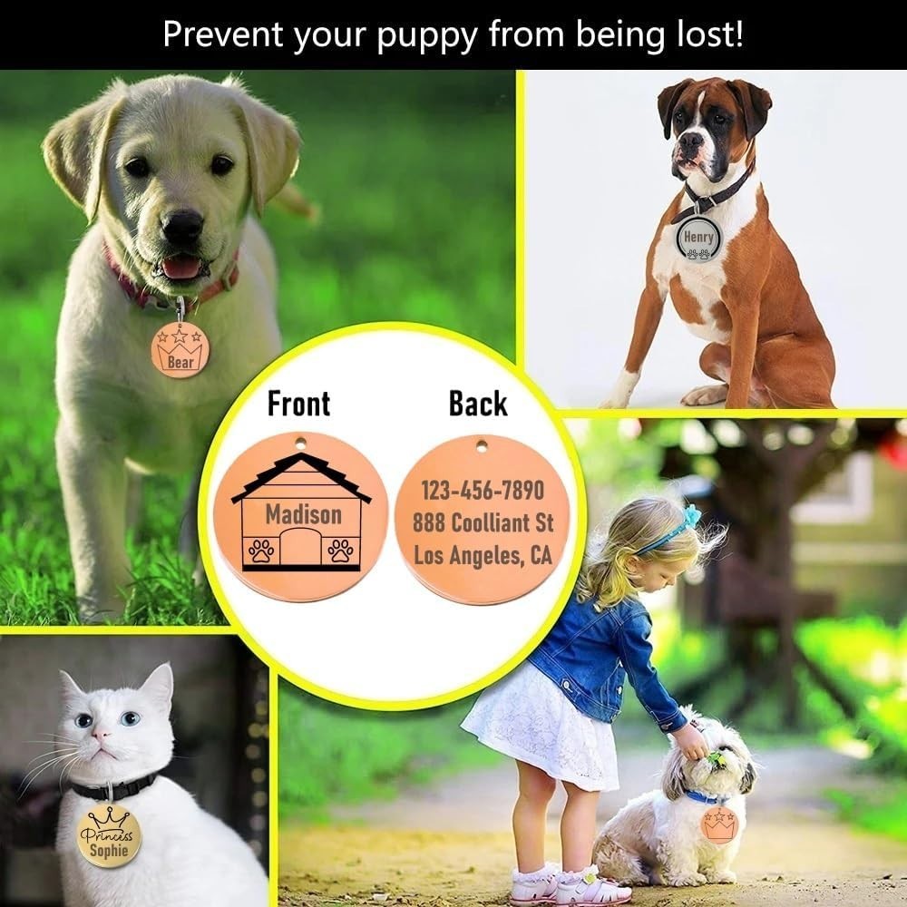 Personalized Dog House ID Tags – Custom Laser Etched Name Tag for Pet Collar