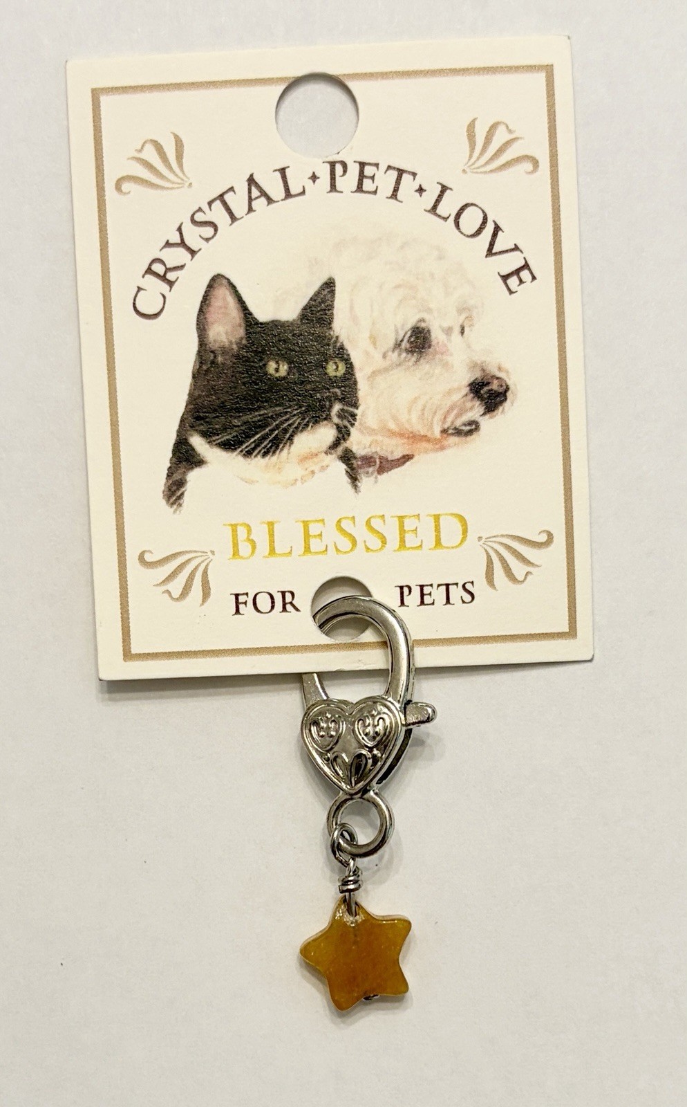 Citrine Crystal⭐️Pet Collar Charm Healing for Pets Dog Cat Star Blessing Gift