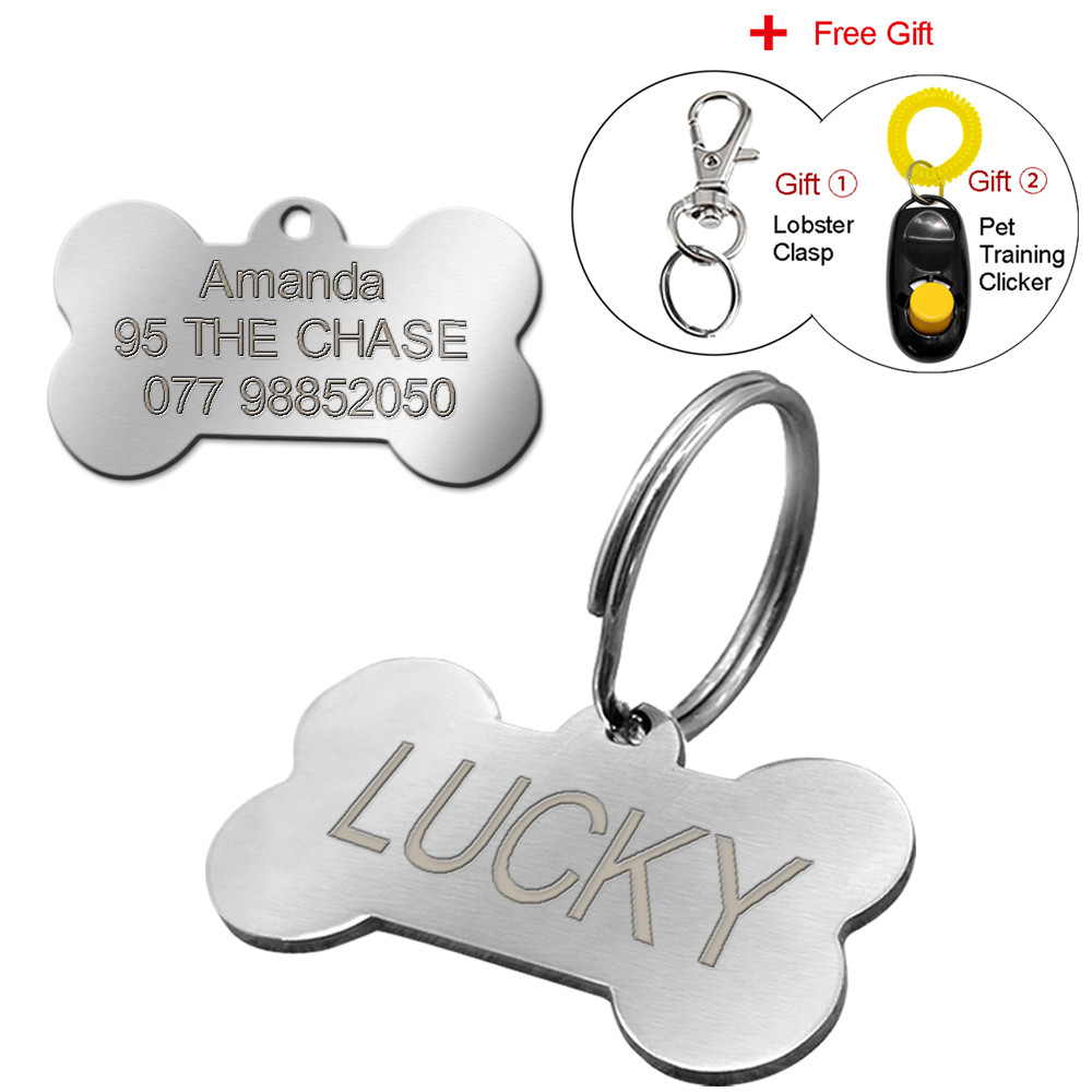 Engraved Pet Dog Tags Custom Cat ID Name Tags for Pets Personalized FREE S M L