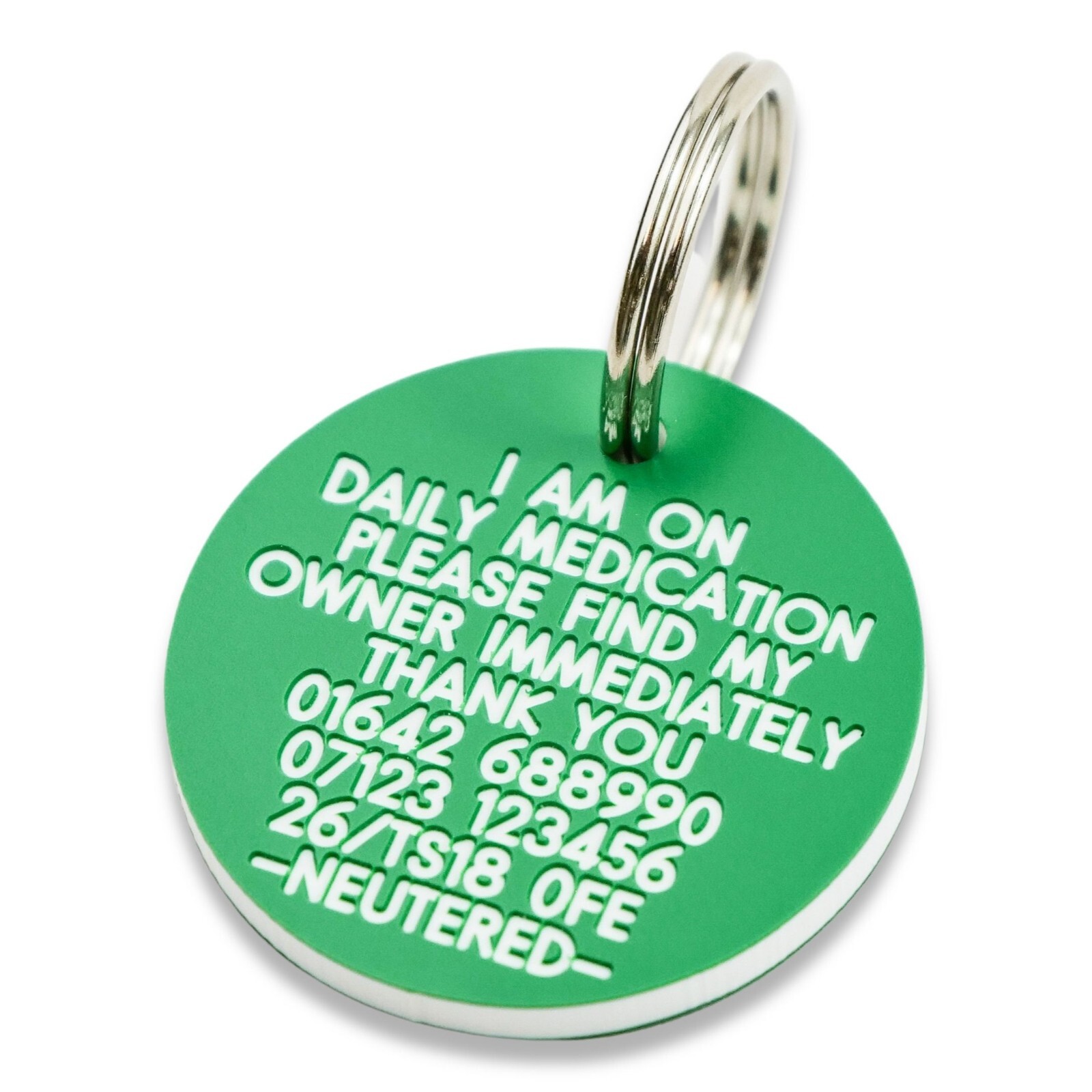 Pet Dog Cat ID Collar Tags – Deeply engraved FREE, 33mm Plastic Disc. 7 COLOURS