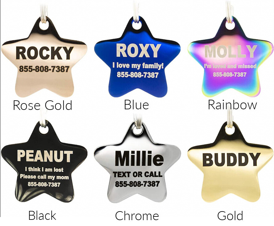 Custom Bling Dog Tag AUSTRIAN CRYSTALS Bone Heart Circle Cat Name Bedazzled ID
