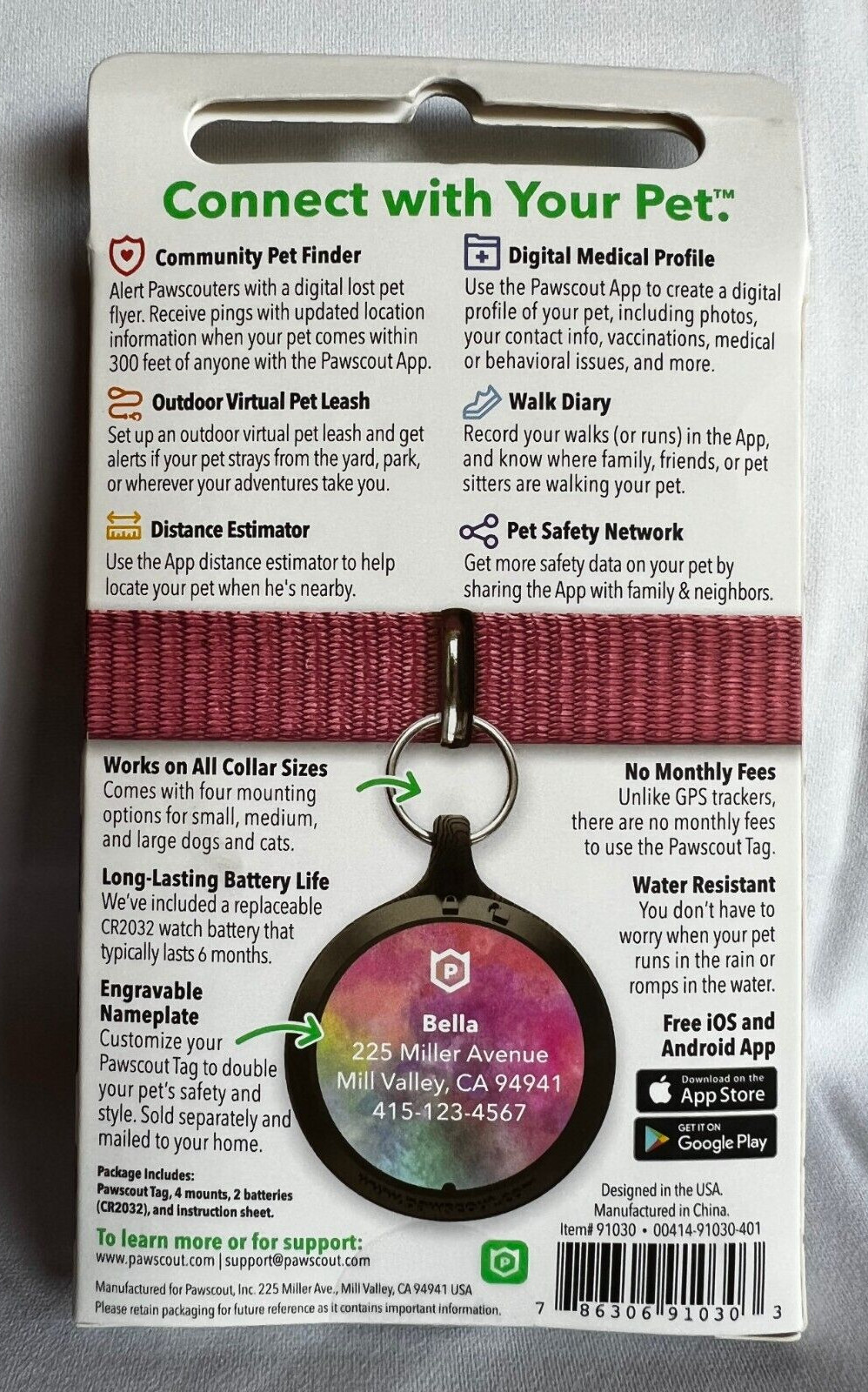 PAWSCOUT The Smarter Pet Tag Community Pet Finder Virtual Pet Leash BRAND NEW