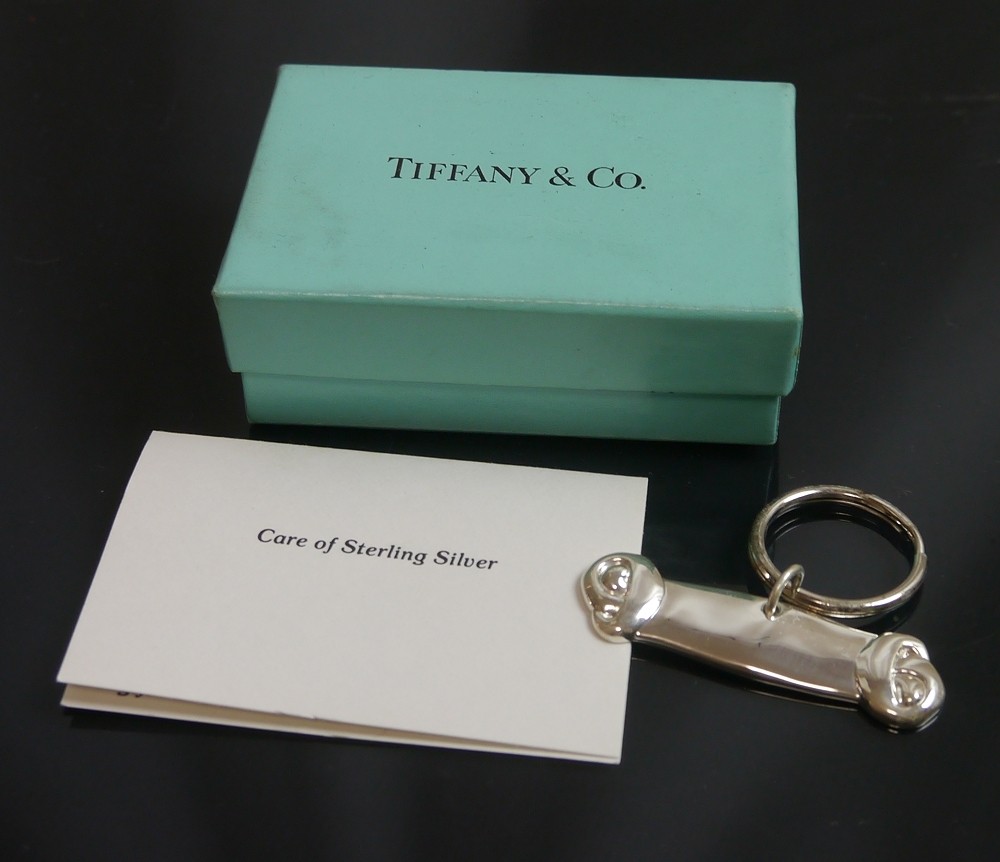 Tiffany & Co. Keychain Bone Dog Design Sterling Silver 925 Vintage