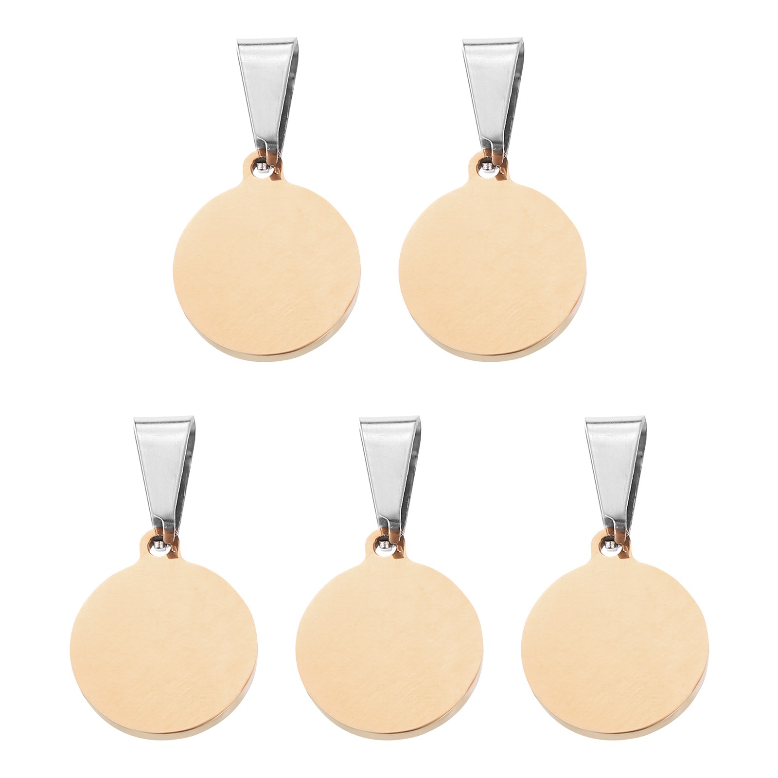 5 Pcs 15mm/0.59 Inch Round Blank Stamping Tags, Metal Charm, Rose Gold