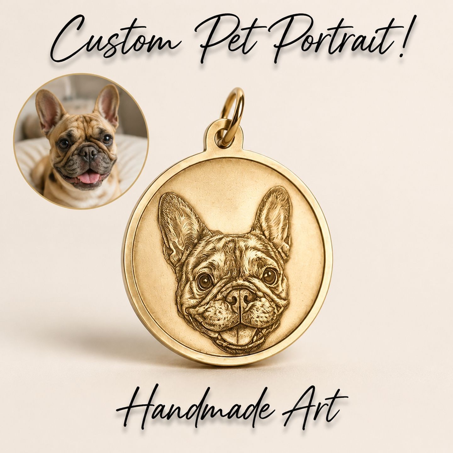 Customed Engraved Pet Portrait, Dog Tag, Cat Tag, Personalized Pet ID Tag