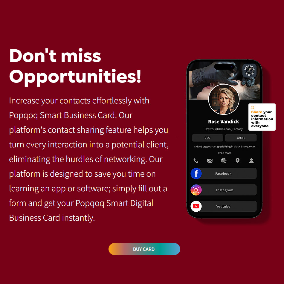Popqoq Digital Business Card | Yellow Thin Tag | Tap & Share