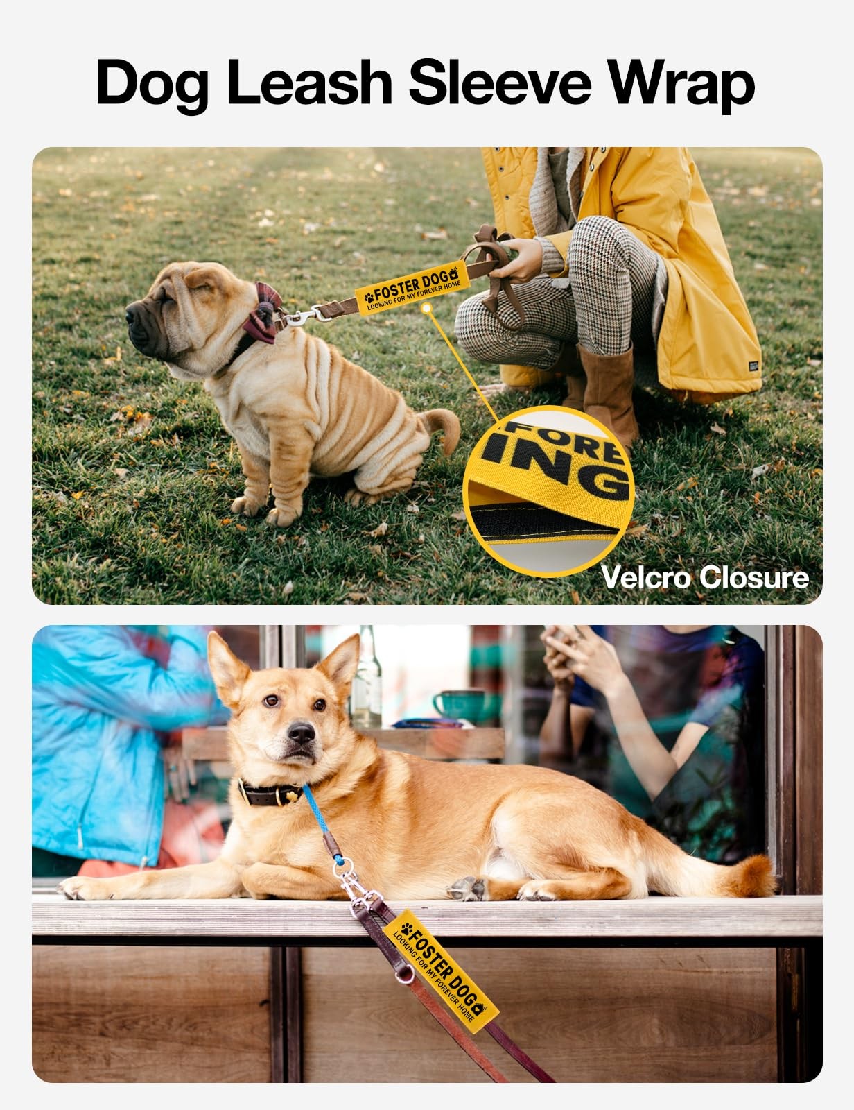 Yellow Foster Dog Leash Wrap Funny Adopt Me Sleeve Hanging Service ID Patch