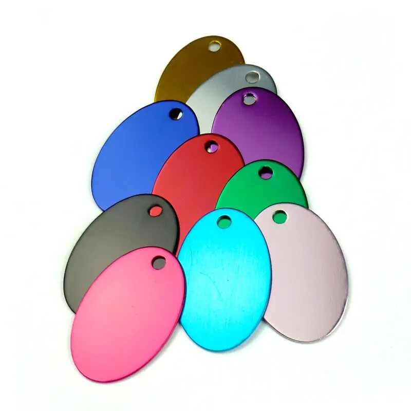 100Pcs Anodizing Aluminum Dog Tag Name Dog ID Tags Collar Customized Engraving