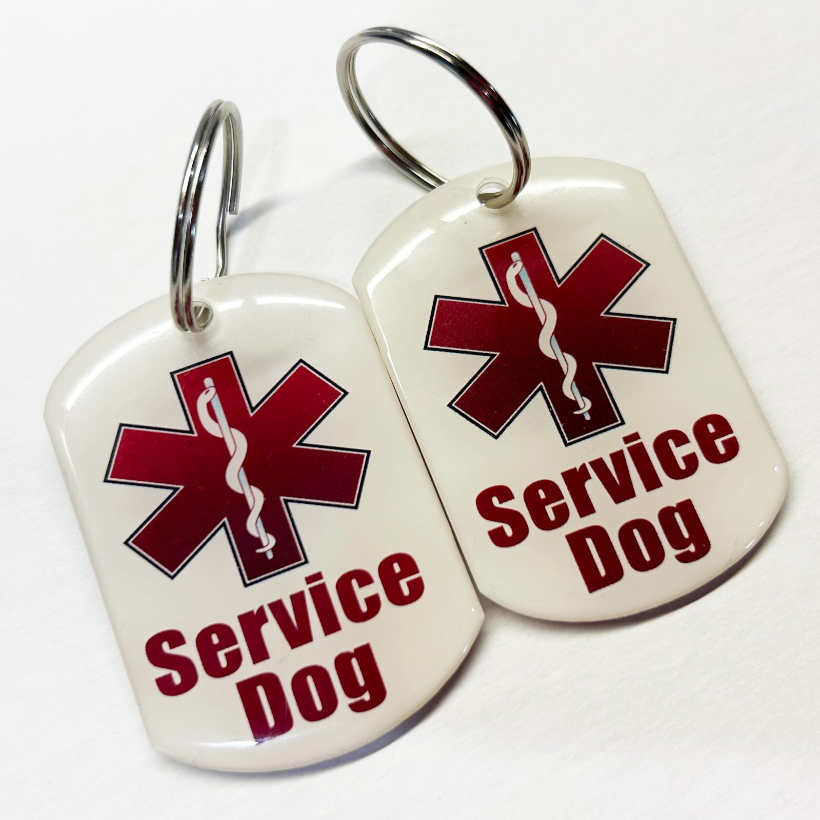 Set of 2 Medical Service Dog ID Tags -Heavy Gloss Epoxy Finish by barkOutfitters